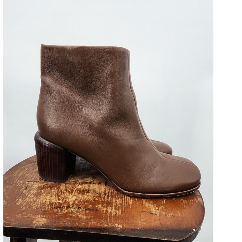 Vince‎ Maggie Square Tor Brown Genuine Leather Ankle Bootie Size 10